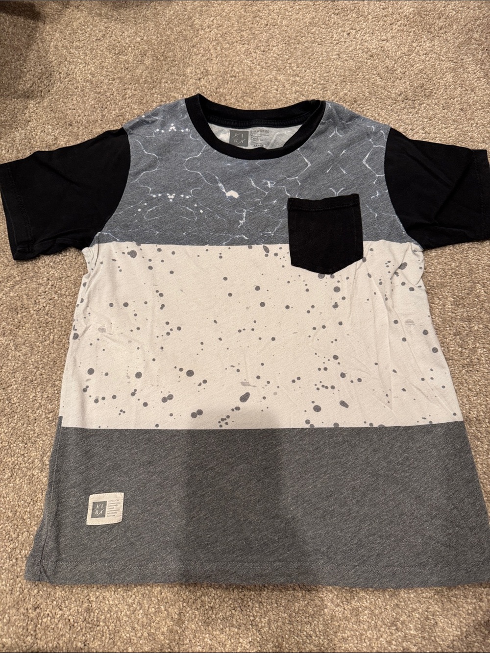 Lira Black & Gray Colorblock Splatter Pocket Tee